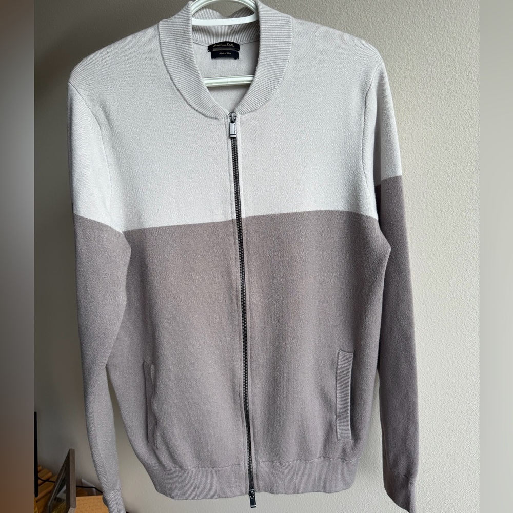 Massimo Dutti Men's Two-Tone Gray Cardigan
